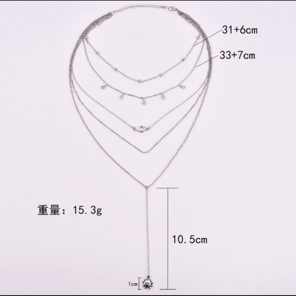 Bohemian silver sunburst 5 layer choker necklace - Picture 5 of 5